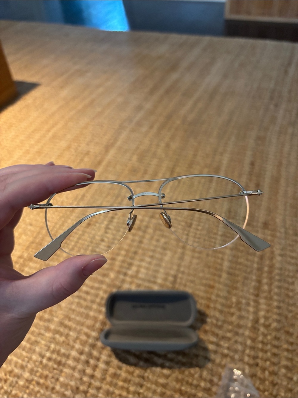 Selima Optique Gold Rimless Eyeglasses - Picture 3 of 7